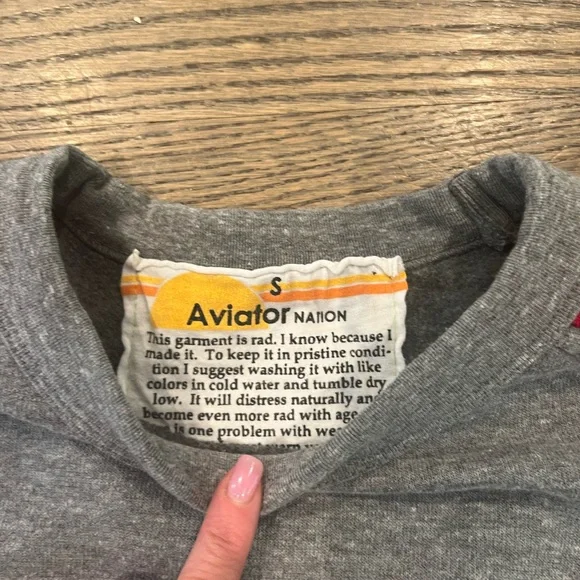 Aviator Nation Gray Sweatshirt with Rainbow Stripes - Picture 2 of 4